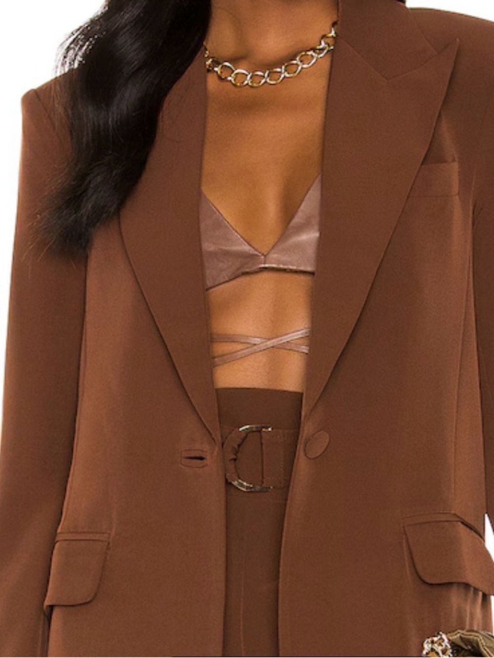 Camila Coelho Pink Label Brown Blazer and short set - Picture 3 of 17